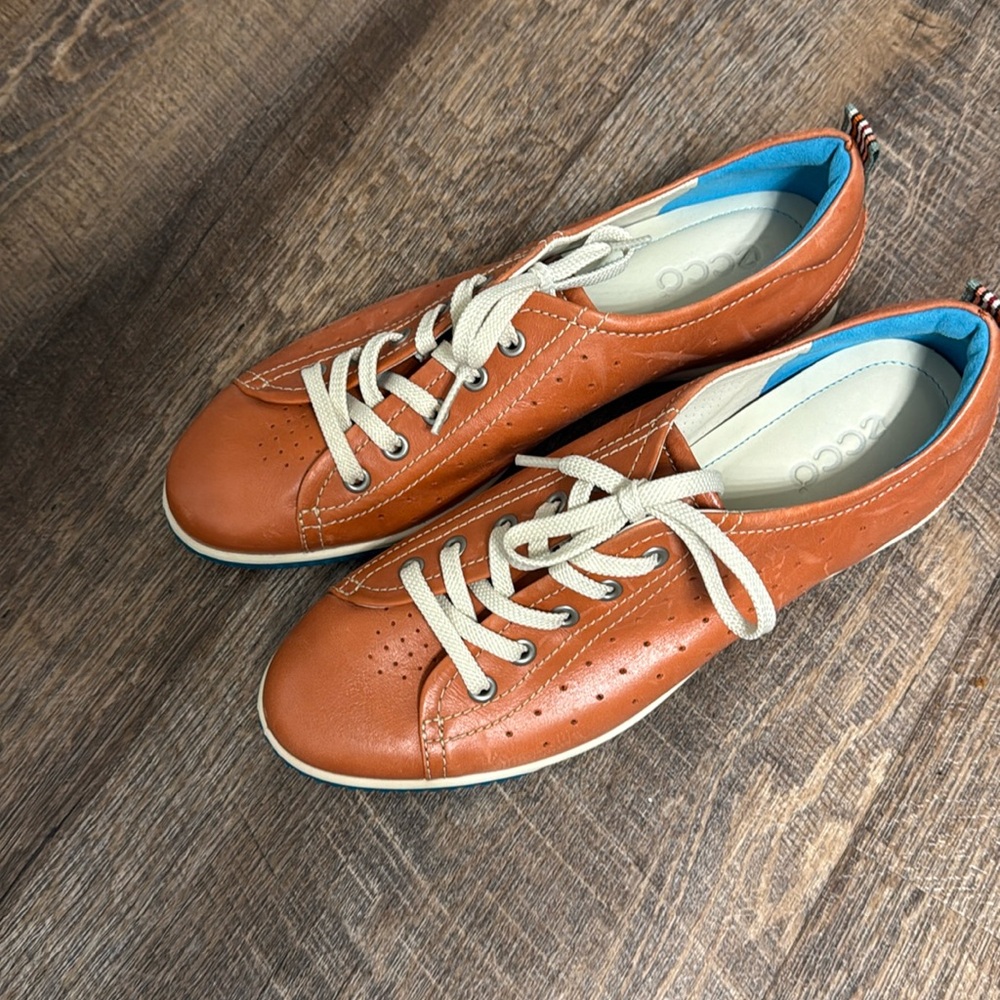 ECCO Orange Leather Sneakers